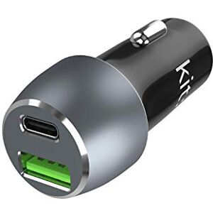 Kit Premium Universal In-Car USB-C and USB-A Dual Charger USB-C PD 27 W Port and USB-A Qualcomm 3.0 – High Power Fast Charger for Mobile Phones, Tablets and other Devices – Space Grey Kit Premium Universal In-Car USB-C and USB-A Dual Charger USB-C PD 27 W Port and USB-A Qualcomm 3.0 – High Power Fast Charger for Mobile Phones, Tablets and other Devices – Space Grey