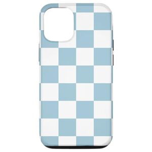 Checkered Checkerboard Pattern Cool Designs iPhone 12/12 Pro Light Blue and White Classic Checkered Checkerboard Pattern Case