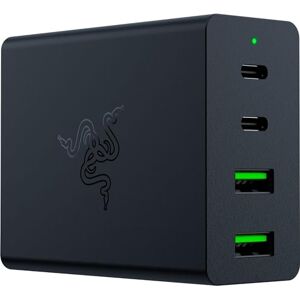 Razer USB-C GaN Charger Portable Fast Charger (2X USB-C, 2X USB-A with US, EU and UK ports) Black Razer USB-C GaN Charger Portable Fast Charger (2X USB-C, 2X USB-A with US, EU and UK ports) Black