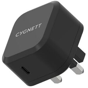 Cygnett Fast Wall Charger, 25W USB-C, UK Plug, Black Cygnett Fast Wall Charger, 25W USB-C, UK Plug, Black