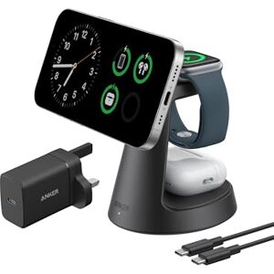 Anker MagGo Magnetic Wireless Charger (Dock Stand), 3-in-1 Qi2 Certified 15W MagSafe Compatible Wireless Charger, For iPhone 17/16/15/14/13 Series, Apple Watch, AirPods Pro, and More (Adapter Included Anker MagGo Magnetic Wireless Charger (Dock Stand), 3-in-1 Qi2 Certified 15W MagSafe Compatible Wireless Charger, For iPhone 17/16/15/14/13 Series, Apple Watch, AirPods Pro, and More (Adapter Included