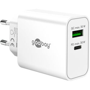 Goobay 30W USB C charger, GaN dual port fast charger with Power Delivery & Quick Charge, compact USB power supply charging plug adapter for iPhone, Samsung Galaxy, tablet, headphones, black 75335 Goobay 30W USB C charger, GaN dual port fast charger with Power Delivery & Quick Charge, compact USB power supply charging plug adapter for iPhone, Samsung Galaxy, tablet, headphones, black 75335