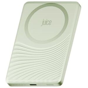 Juice Slim Wavey Power Bank, 5,000mAh Magnetic Battery Pack, Qi-Enabled 15W Max Fast MagSafe-Compatible Portable Charger, Slimline Design, for iPhone Air/17/16/15 Series Sage Juice Slim Wavey Power Bank, 5,000mAh Magnetic Battery Pack, Qi-Enabled 15W Max Fast MagSafe-Compatible Portable Charger, Slimline Design, for iPhone Air/17/16/15 Series Sage
