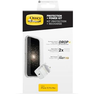 OtterBox Drop Protection Bundle for Apple iPhone 12 Pro Max, Symmetry Clear Protetive Thin Case, Alpha Glass Sreen Protector and UK USB-C 20W USB-C PD Fast Wall Charger, White OtterBox Drop Protection Bundle for Apple iPhone 12 Pro Max, Symmetry Clear Protetive Thin Case, Alpha Glass Sreen Protector and UK USB-C 20W USB-C PD Fast Wall Charger, White