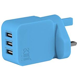 JUICE Triple USB port universal mains charger for use with Apple iPads, iPhones & other Smartphones & Devices, Aqua JUICE Triple USB port universal mains charger for use with Apple iPads, iPhones & other Smartphones & Devices, Aqua