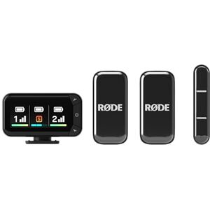 RØDE Wireless Micro Compact Wireless Microphone Camera Kit, Two Mics with Camera Receiver, Smartphone Receiver, and Charge Case for Content Creation USB-C, Black RØDE Wireless Micro Compact Wireless Microphone Camera Kit, Two Mics with Camera Receiver, Smartphone Receiver, and Charge Case for Content Creation USB-C, Black