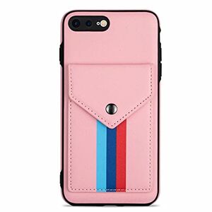 Lijc Compatible with iphone 7 Plus/8 Plus Case Premium PU Leather Card Pockets [Stand Function] with Detachable Crossbody Lanyard Shockproof Wallet Case Cover-Pink