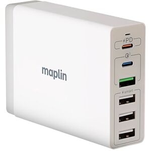 Maplin 6 Port USB Charger 4x USB-A & 2x USB-C 65W 10A High Speed, 1m Cable, for iPhone 15/14/13/12/11/SE/X/XS/XS MAX/XR/8, iPad/Pro/Mini/Air, Samsung, Kindle & more Maplin 6 Port USB Charger 4x USB-A & 2x USB-C 65W 10A High Speed, 1m Cable, for iPhone 15/14/13/12/11/SE/X/XS/XS MAX/XR/8, iPad/Pro/Mini/Air, Samsung, Kindle & more