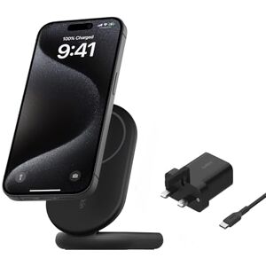 Belkin BoostCharge MagSafe Charger, Magnetic Foldable Wireless Charging Stand 15W, MagSafe-Compatible Portable Fast Charger for Qi2, iPhone 17, Air, Pixelsnap, Standy Mode Ready, PSU Included Black Belkin BoostCharge MagSafe Charger, Magnetic Foldable Wireless Charging Stand 15W, MagSafe-Compatible Portable Fast Charger for Qi2, iPhone 17, Air, Pixelsnap, Standy Mode Ready, PSU Included Black