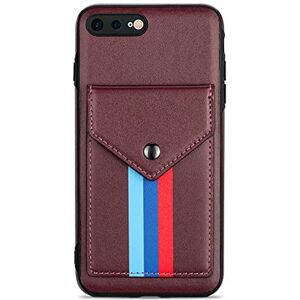 Lijc Compatible with iphone 7 Plus/8 Plus Case Premium PU Leather Card Pockets [Stand Function] with Detachable Crossbody Lanyard Shockproof Wallet Case Cover-Brown