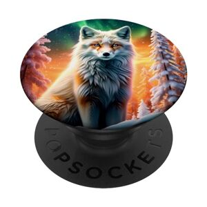 Arctic A Stunning Arctic Fox in a Mythical Forest with Bold Colors PopSockets Swappable PopGrip