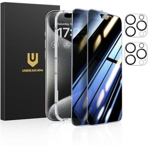 UNBREAKcable Privacy Screen Protector for iPhone 15 Pro (6.1-Inch), 2-Pack + 2 Lens Protectors|25° Anti-Spy|9H Hardness|Anti-Fingerprint|HD Clarity Tempered Glass UNBREAKcable Privacy Screen Protector for iPhone 15 Pro (6.1-Inch), 2-Pack + 2 Lens Protectors|25° Anti-Spy|9H Hardness|Anti-Fingerprint|HD Clarity Tempered Glass