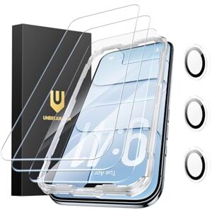 UNBREAKcable 3-Pack for iPhone 17 Air Screen Protector with Camera Protection 9H Hardness HD Clarity Anti-Fingerprint Case Friendly 3 Tempered Glass + 3 Camera Lens Protectors- 6.5 Inch UNBREAKcable 3-Pack for iPhone 17 Air Screen Protector with Camera Protection 9H Hardness HD Clarity Anti-Fingerprint Case Friendly 3 Tempered Glass + 3 Camera Lens Protectors- 6.5 Inch