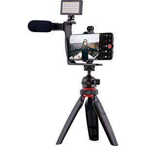 T'nB Influence Video Kit for Smartphone with Tripod, Vlogging Kit, LED Light, Microphone with Windscreen, 3 Colour Filters, Wireless Remote Control, Compatible with Android/iPhone – Black T'nB Influence Video Kit for Smartphone with Tripod, Vlogging Kit, LED Light, Microphone with Windscreen, 3 Colour Filters, Wireless Remote Control, Compatible with Android/iPhone – Black