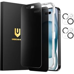UNBREAKcable Privacy Screen Protector for iPhone 15 (6.1-Inch), 2-Pack + 2 Lens Protectors|25° Anti-Spy|9H Hardness|Anti-Fingerprint|HD Clarity Tempered Glass UNBREAKcable Privacy Screen Protector for iPhone 15 (6.1-Inch), 2-Pack + 2 Lens Protectors|25° Anti-Spy|9H Hardness|Anti-Fingerprint|HD Clarity Tempered Glass