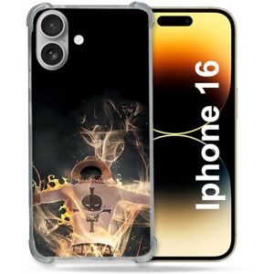 Cokitec Reinforced Case for Apple iPhone 16 Manga One Piece Ace Black Cokitec Reinforced Case for Apple iPhone 16 Manga One Piece Ace Black