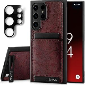 SURAZO Leather Case for Samsung Galaxy S25 Ultra Genuine Leather Bumper Case with Camera Protection, Kickstand, Card Slot, Flower Motif SURAZO Leather Case for Samsung Galaxy S25 Ultra Genuine Leather Bumper Case with Camera Protection, Kickstand, Card Slot, Flower Motif
