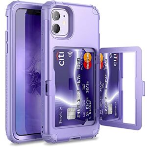 WeLoveCase iPhone 11 Wallet Case for Women Defender Credit Card Holder Cover with Hidden Mirror Three Layer Shockproof Heavy Duty Protection All-Round Protective Case for iPhone 11 Light Purple WeLoveCase iPhone 11 Wallet Case for Women Defender Credit Card Holder Cover with Hidden Mirror Three Layer Shockproof Heavy Duty Protection All-Round Protective Case for iPhone 11 Light Purple