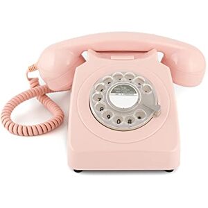 GPO 746 Rotary Retro Phone 1970s-style Landline Telephone with Curly Cord and Authentic Bell Ring Carnation Pink GPO 746 Rotary Retro Phone 1970s-style Landline Telephone with Curly Cord and Authentic Bell Ring Carnation Pink