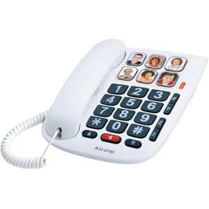 Alcatel TMAX 10 Corded Telephone for Seniors Large Keys Handsfree Illuminated Incoming Call Indicator- Keys with Photos Hearing Aid Compatible White Alcatel TMAX 10 Corded Telephone for Seniors Large Keys Handsfree Illuminated Incoming Call Indicator- Keys with Photos Hearing Aid Compatible White
