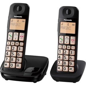 Panasonic KX-TGE112E Big Button Twin DECT Cordless Telephone with Nuisance Call Blocker & LCD Display (Twin Handset Pack) Black Panasonic KX-TGE112E Big Button Twin DECT Cordless Telephone with Nuisance Call Blocker & LCD Display (Twin Handset Pack) Black