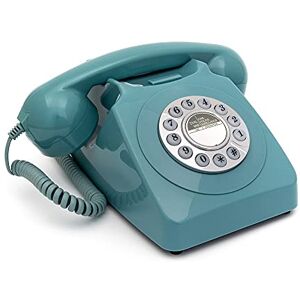 GPO 746 Push-Button Retro Landline Phone, Vintage Landline Telephone for Home, Office, Retro Phones with Authentic Bell Ring and Curly Cord, Blue GPO 746 Push-Button Retro Landline Phone, Vintage Landline Telephone for Home, Office, Retro Phones with Authentic Bell Ring and Curly Cord, Blue