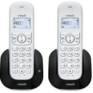 VTech CS1551 DECT Cordless Phone with Answering Machine and Call Block, 2 Handsets, Intercom, Landline House Phones, White, Caller ID/Call Waiting, Redial, Handsfree, illuminated Display and Keypad VTech CS1551 DECT Cordless Phone with Answering Machine and Call Block, 2 Handsets, Intercom, Landline House Phones, White, Caller ID/Call Waiting, Redial, Handsfree, illuminated Display and Keypad