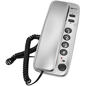 Geemarc Marbella Gondola Style Corded Landline Telephone with Large Buttons, Mute Function and Visual Ring Indicator Wall Mountable UK Version Silver Geemarc Marbella Gondola Style Corded Landline Telephone with Large Buttons, Mute Function and Visual Ring Indicator Wall Mountable UK Version Silver