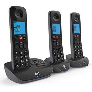 BT Essential Cordless Home Phone with Nuisance Call Blocking and Answering Machine, Trio Handset Pack