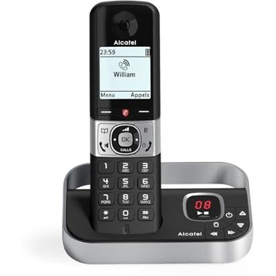 Alcatel F890 Voice DECT Cordless Phone with Answering Machine High Resolution Graphical Display Handsfree Call Barring VIP Ringtone 50 Min Answering Machine Black/Grey Alcatel F890 Voice DECT Cordless Phone with Answering Machine High Resolution Graphical Display Handsfree Call Barring VIP Ringtone 50 Min Answering Machine Black/Grey