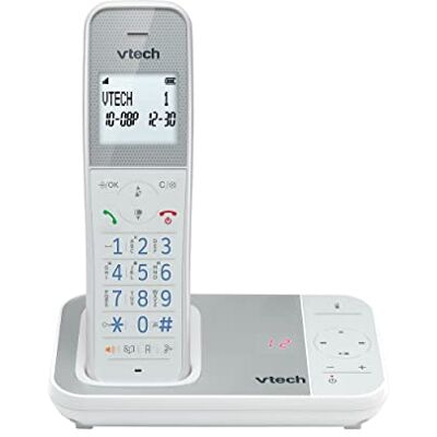 VTech XS1050 DECT Cordless Phone with Answering Machine, 1 Handset, Landline House Phone, AntiBacterial Plastic, Call Block, Volume Booster, Handsfree, Speed Dial, illuminated Display and Keypad VTech XS1050 DECT Cordless Phone with Answering Machine, 1 Handset, Landline House Phone, AntiBacterial Plastic, Call Block, Volume Booster, Handsfree, Speed Dial, illuminated Display and Keypad