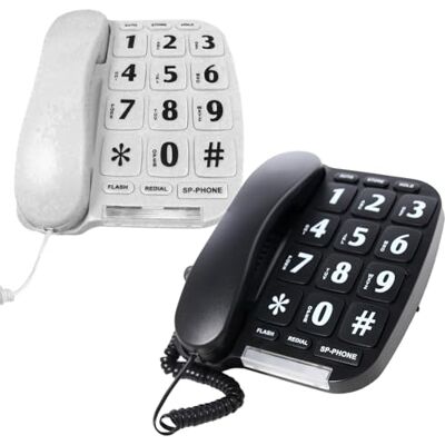 BARGAINS-GALORE Big Button Landline Home Corded Telephone, Large Jumbo Phone Ideal For Elderly, Desk Wall Mountable, Household Appliance, Calling Redial BARGAINS-GALORE Big Button Landline Home Corded Telephone, Large Jumbo Phone Ideal For Elderly, Desk Wall Mountable, Household Appliance, Calling Redial