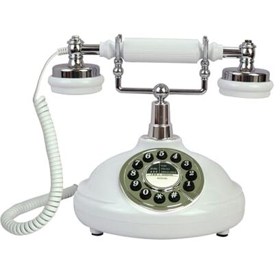TelPal Retro Corded Landline Phone, White Classic Vintage Old Fashion Telephone for Home & Office, Wired Antique Home Phone Gift for Seniors (Push Button) TelPal Retro Corded Landline Phone, White Classic Vintage Old Fashion Telephone for Home & Office, Wired Antique Home Phone Gift for Seniors (Push Button)