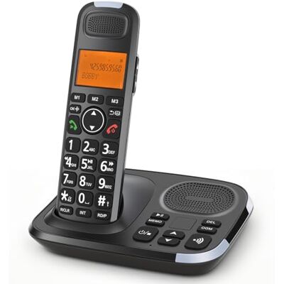 ORNIN D1015E Expandable Cordless Phone System with Answering Machine, Caller ID, Big Buttons, Speakerphone, Audio Assist Home & Small Business(1 Handset) ORNIN D1015E Expandable Cordless Phone System with Answering Machine, Caller ID, Big Buttons, Speakerphone, Audio Assist Home & Small Business(1 Handset)
