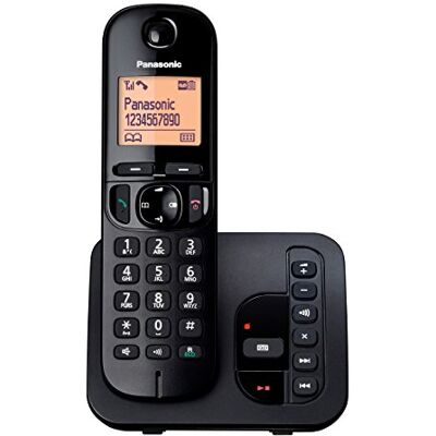 Panasonic KX-TGC220EB DECT Cordless Phone with Answering Machine, 1.6 inch Easy-to-Read Backlit Display, Nuisance Call Blocker, Hands-Free Speakerphone, ECO Mode – Black, Single Handset Pack Panasonic KX-TGC220EB DECT Cordless Phone with Answering Machine, 1.6 inch Easy-to-Read Backlit Display, Nuisance Call Blocker, Hands-Free Speakerphone, ECO Mode – Black, Single Handset Pack