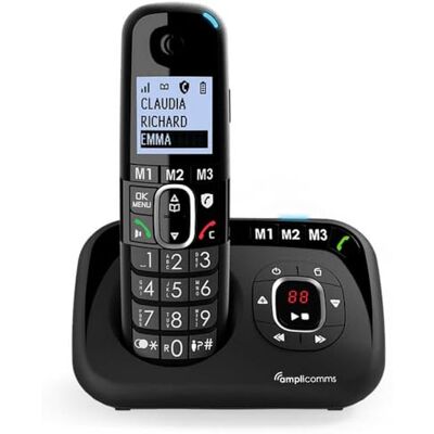 Amplicomms Cordless DECT telephone BigTel 1580 Black Caller ID 10 hours talk time, 30 minutes recording capacity, Single-Line Operation Amplicomms Cordless DECT telephone BigTel 1580 Black Caller ID 10 hours talk time, 30 minutes recording capacity, Single-Line Operation