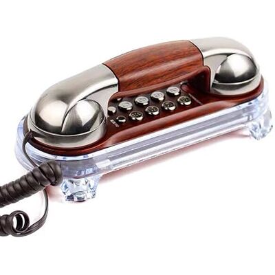 TelPal Small Size Trimline Corded Phone Antique Small Retro Wall Mounted Telephone Old Fashion Classic Vintage Telephone with Bottom Light for Desk/Wall Mount (Red Bronze) TelPal Small Size Trimline Corded Phone Antique Small Retro Wall Mounted Telephone Old Fashion Classic Vintage Telephone with Bottom Light for Desk/Wall Mount (Red Bronze)