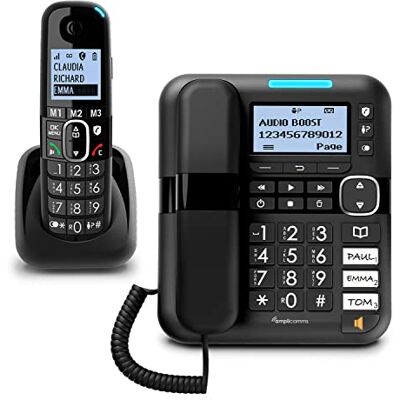 Amplicomms BigTel 1580 Corded Big Button Phone for Elderly with Answering Machine and Additional Handset Loud Phones for Hard of Hearing Hearing Aid Compatible Phones Cordless Number Telephone Amplicomms BigTel 1580 Corded Big Button Phone for Elderly with Answering Machine and Additional Handset Loud Phones for Hard of Hearing Hearing Aid Compatible Phones Cordless Number Telephone