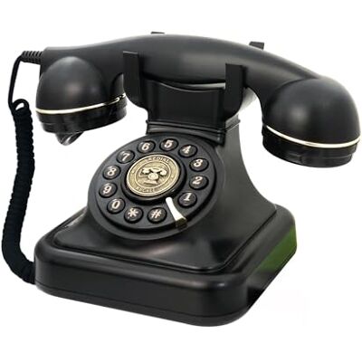 TelPal Retro Landline Phone for Home, Corded Black Old Fashion Phone, 1930's Push Button Antique Telephone, Large Button Vintage Telephone, Power Outage Safe, Redial Button, Classic Retro House Phones TelPal Retro Landline Phone for Home, Corded Black Old Fashion Phone, 1930's Push Button Antique Telephone, Large Button Vintage Telephone, Power Outage Safe, Redial Button, Classic Retro House Phones