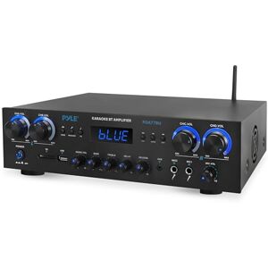Pyle Bluetooth Stereo Amplifier – Wireless 800W 4-Channel Audio Receiver with Mic Inputs for Home, Studio, Karaoke or Theatre, USB, SD, AUX, RCA, FM, LED Display, Reverb & Delay Effects Pyle Bluetooth Stereo Amplifier – Wireless 800W 4-Channel Audio Receiver with Mic Inputs for Home, Studio, Karaoke or Theatre, USB, SD, AUX, RCA, FM, LED Display, Reverb & Delay Effects