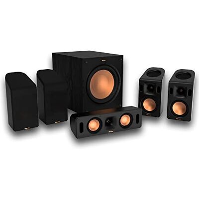 Klipsch 5.1.4 Home theater kit All-in-one speaker setup with 10 inch subwoofer, 300W power, IMG woofer and compact dual port design in black Klipsch 5.1.4 Home theater kit All-in-one speaker setup with 10 inch subwoofer, 300W power, IMG woofer and compact dual port design in black