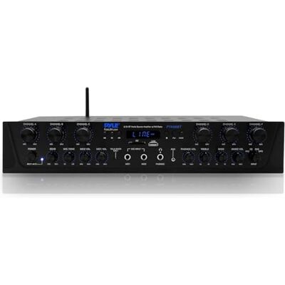 Pyle Bluetooth Amplifier Hifi 600W Karaoke Mini Amp Wireless, 6 Channel Hi Fi Amplifier Stereo AV Receiver & Amplifiers w/Digital LCD, Headphone Jack, 1/4'' Microphone IN USB SD AUX RCA FM Radio Pyle Bluetooth Amplifier Hifi 600W Karaoke Mini Amp Wireless, 6 Channel Hi Fi Amplifier Stereo AV Receiver & Amplifiers w/Digital LCD, Headphone Jack, 1/4'' Microphone IN USB SD AUX RCA FM Radio