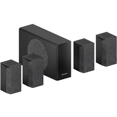Valerion AWOL ThunderBeat 4.1.2, Wireless Dolby Atmos Surround Sound System, 720W Power, 4 Wireless Surround Speaker, 360° Dome Sound, <30ms Latency, Home Theater Sound System for Projectors Valerion AWOL ThunderBeat 4.1.2, Wireless Dolby Atmos Surround Sound System, 720W Power, 4 Wireless Surround Speaker, 360° Dome Sound, <30ms Latency, Home Theater Sound System for Projectors