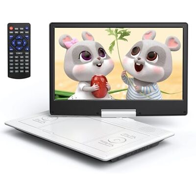 YOTON 16.9" Portable DVD Player, 14.1" HD Screen, Easy Setup, 6H, White All-Region Playback, Headphone Jack, AV-IN/AV-OUT, Not Support Blu-ray YOTON 16.9" Portable DVD Player, 14.1" HD Screen, Easy Setup, 6H, White All-Region Playback, Headphone Jack, AV-IN/AV-OUT, Not Support Blu-ray