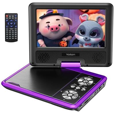 YOTON 9.5" Portable DVD Player, 7.5" Screen for Kids, 6H, Purple Easy Setup for Kids & Elderly, All-Region Playback, Headphone Jack, AV-IN/AV-OUT, Not Support Blu-ray YOTON 9.5" Portable DVD Player, 7.5" Screen for Kids, 6H, Purple Easy Setup for Kids & Elderly, All-Region Playback, Headphone Jack, AV-IN/AV-OUT, Not Support Blu-ray