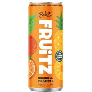 BELVOIR FRUIT FARMS Belvoir Farm FRUiTZ ORANGE & PINEAPPLE, 100% Natural Ingredients, Real fruit juices, Nothing Artificial, No Added Sugar, No Sweeteners, Suitable for Vegetarians & Vegans, 24x330ml BELVOIR FRUIT FARMS Belvoir Farm FRUiTZ ORANGE & PINEAPPLE, 100% Natural Ingredients, Real fruit juices, Nothing Artificial, No Added Sugar, No Sweeteners, Suitable for Vegetarians & Vegans, 24x330ml