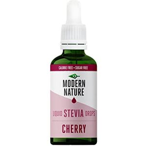 Modern Nature Cherry Flavour Drops - Liquid Stevia Drops Sweetner - Zero Calorie Sugar Free Squash & Syrup Alternative – Flavoured Water, Protein Powder, Yoghurt, Iced Tea - Vegan, Keto Sweetner 50ml