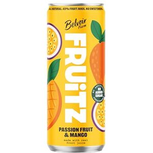 BELVOIR FRUIT FARMS Belvoir Farm FRUiTZ PASSIONFRUIT & MANGO, 100% Natural Ingredients, Real fruit juices, Nothing Artificial, No Added Sugar, No Sweeteners, Suitable for Vegetarians & Vegans, 24x330ml BELVOIR FRUIT FARMS Belvoir Farm FRUiTZ PASSIONFRUIT & MANGO, 100% Natural Ingredients, Real fruit juices, Nothing Artificial, No Added Sugar, No Sweeteners, Suitable for Vegetarians & Vegans, 24x330ml