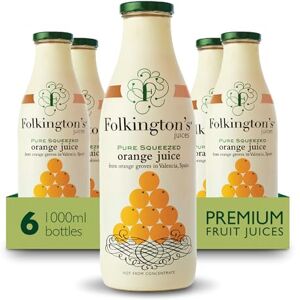 Folkington's Orange Juice, 6 Glass Bottles, Pure Squeezed, Bulk Pack 6 x 1 Litre Folkington's Orange Juice, 6 Glass Bottles, Pure Squeezed, Bulk Pack 6 x 1 Litre