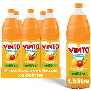 Vimto Mango, Strawberry & Pineapple Squash 1.5L (Pack of 6) – Real Fruit Juice Concentrate, No Added Sugar, Refreshing Tropical Flavour, Dilutable Soft Drink Vimto Mango, Strawberry & Pineapple Squash 1.5L (Pack of 6) – Real Fruit Juice Concentrate, No Added Sugar, Refreshing Tropical Flavour, Dilutable Soft Drink